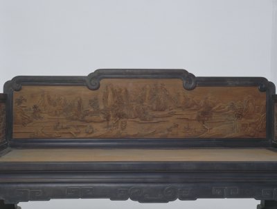 图片[2]-Red sandalwood inlaid with nanmu landscape figure bed-China Archive